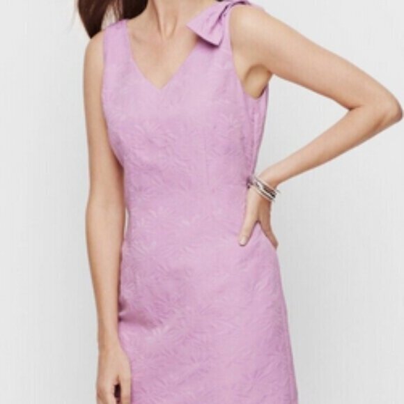 NWT Talbots lavender floral Matelassé Bow Detail Shift Dress sz 10--SOLD OUT - Picture 1 of 15